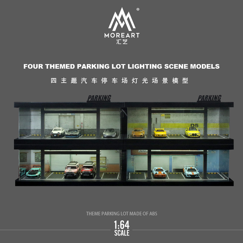 Model Kit Toy - 1:64 4가지 테마 주차장 조명 모델